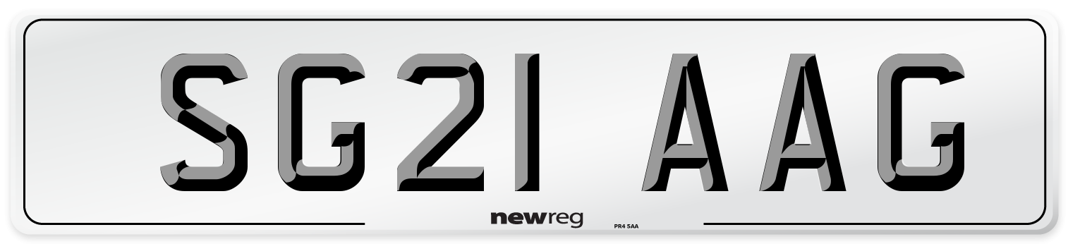 SG21 AAG Number Plate from New Reg